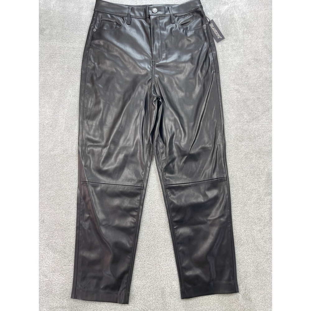 BLANKNYC Faux Leather Pants Women 31 Black Straight Leg Vegan Moto Edgy